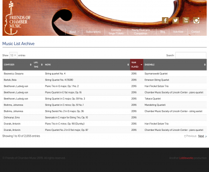 Friends of Chamber Music music archive - Liddleworks
